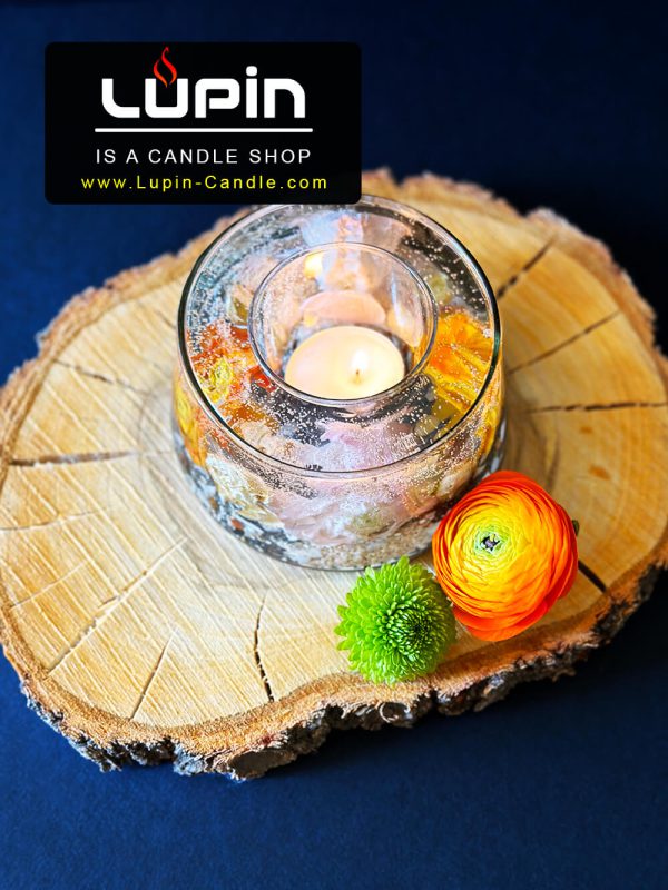 شمع جاودان گل شیشه ای دست ساز لوپین